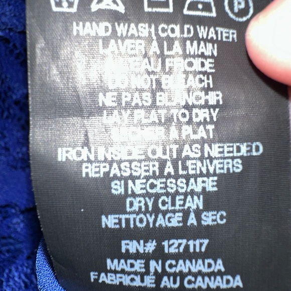 Badgley Mischka Lined Blue  Lace Dress. Size 10 - Picture 8 of 8